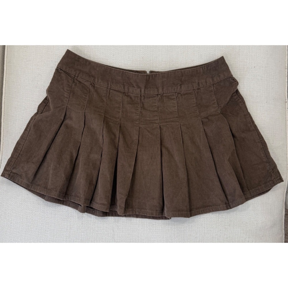 Rita Ora Primark Skirt Womens 14 Brown Corduroy Pleated Mini New